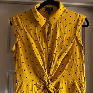 Yellow Women's Top with Black Accents 100% Rayon